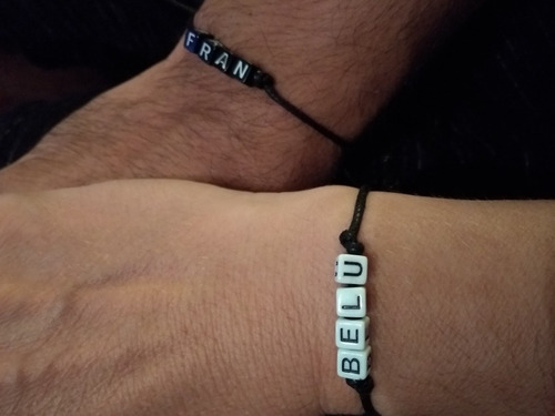 Duo Pulseras Hilo Compartir Pareja Amistad Nombre Iniciales 