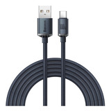 Cable Usb A Tipo C Baseus Crystal Carga Rápida 100w 200cm Color Negro