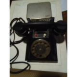 Telefono Antiguo Negro De Baquelita Con Una Caja De Metal