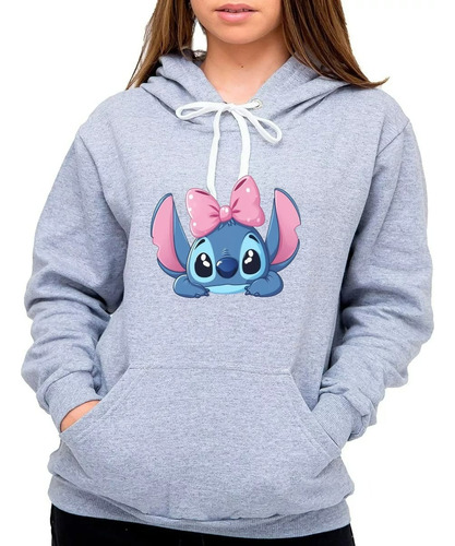 Moletom Feminino Stitch Adulto Juvenil Canguru Agasalho Frio