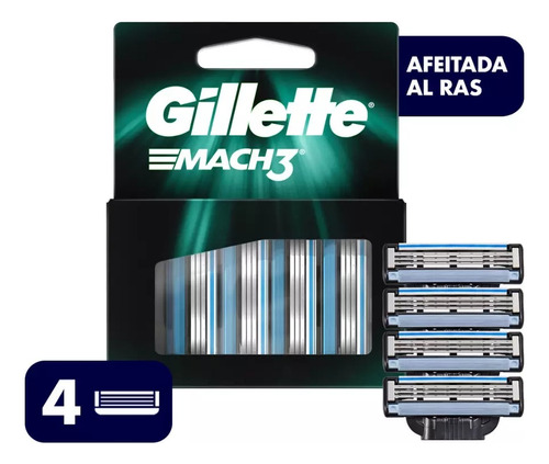 Gillette Mach3 Repuestos De Afeitar 4 Unidades