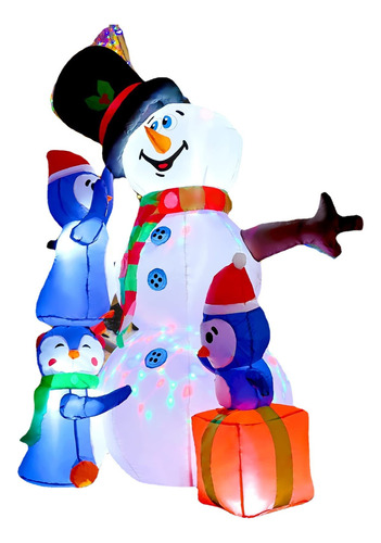 Muñeco De Nieve Inflable De Navidad Pingüinos Con Luces Led 