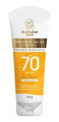 Protetor Solar Corporal Gel Creme Australian Gold Fps70 200g