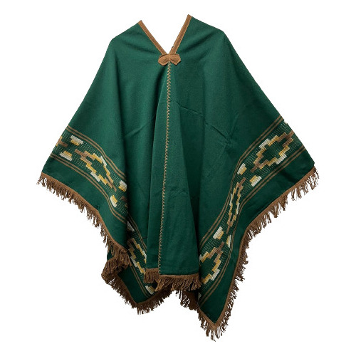 Poncho Incaico Adulto Guarda Pampa Unisex Verde C/ Marron