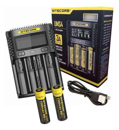 Cargador Ums4 Usb Nitecore Display De Estado Con Baterías