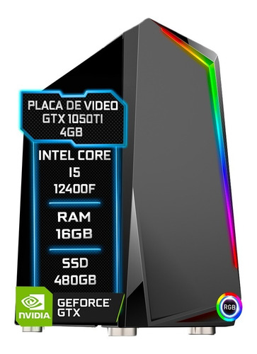 Pc Gamer Fácil Intel I5 12400f 16gb Gtx 1050ti 4gb Ssd 480gb