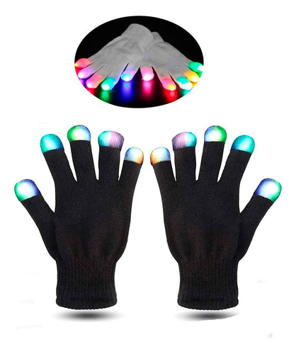 Guantes Con Luces Luminosos Luz Led Cotillon Fiestas Yjo497