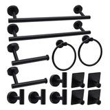 Conjunto De Accesorios De Baño Negro Mate De 14 Piezas, Con