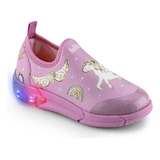 Zapatilla Infantil Bibi Unicornio Luz Led Elastizada Voce