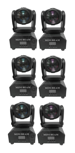 Kit 6 Mini Moving Head Beam 12w Rgbw Quadriled Spot Dmx Djs