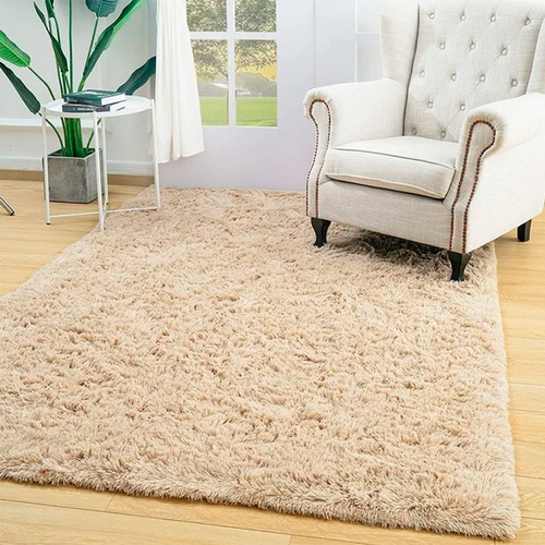 Tapete Felpudo 2,00x1,50 Peludo Macio Shaggy Sala Quarto Leve Palha