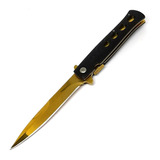 Navaja Estilete Falcon Asistida Gold Dorada Oro Defensa Edc