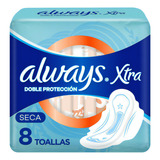 Always Xtra Doble Protección Seca Toallitas Femeninas, 8 Unidades