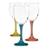 Set 6 Copas Vino Versalles Pie Color 300cc