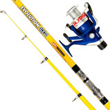 Kit Equipo Pesca Pejerrey Reel 2 Rul + Caña 4 Mt Telescopica