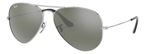 Anteojos De Sol Ray-ban Aviator Mirror Small Con Marco De Metal Color Polished Silver, Lente Silver De Cristal Espejada, Varilla Polished Silver De Metal - Rb3025