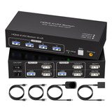 Mutador Kvm De Doble Monitor Hdmi 2 Monitores 2 Computa...