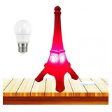 Luminaria Abajur Torre Eiffel Vermelha Quarto Sala T1191