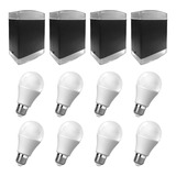 Pack 4 Aplique Pared Negro Curvo Difusor Foco Led 9w Cálida