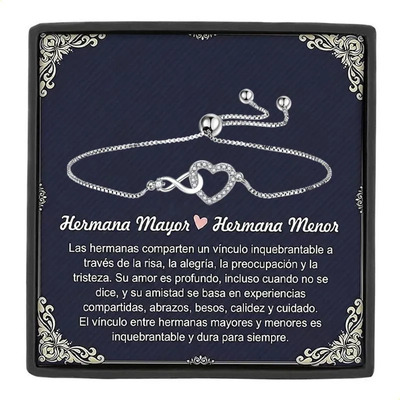 Regalo Pulsera Hermana Mayor Hermana Menor Corazón Infinito