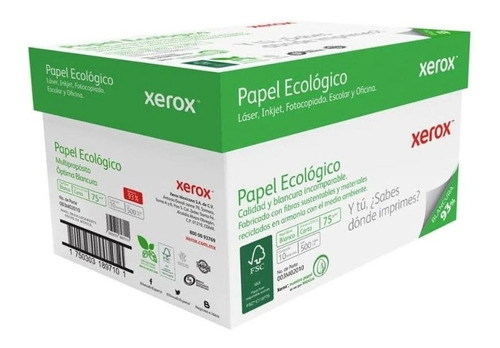Caja 5000 Hojas Xerox Papel Ecológico Tamaño Carta 10 Resmas