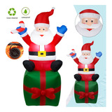 Papá Noel Inflable De 1,8 M Con Decoración Navideña Led