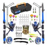 Kit De Pesca Completo 10kg C/ 2 Varas + 2 Molinetes + Itens