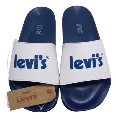 Ojotas Levis Modelo Slides Azul/blanco 100% Original!!