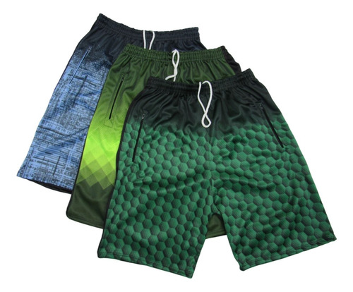 Kit 3 Bermuda Masculina Flanelada Zíper Chimpa Esporte 