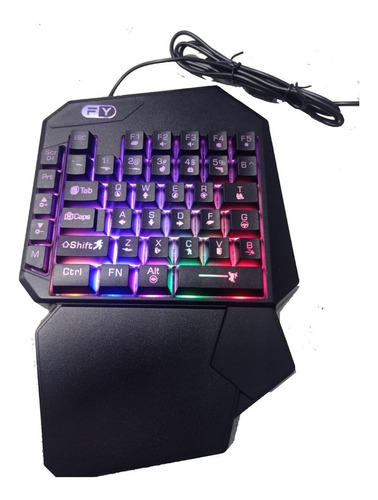 Teclado Gamer P/ Celular One Hand Semi-mecânico Rgb Usb Cor De Teclado Preto