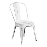 Flash De Muebles Angustiados Metal Blanco Silla Apilable De 