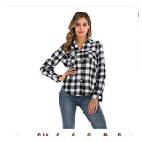 Camisa De Cuadros For Mujer Con Bolsillos Con Botón [u]