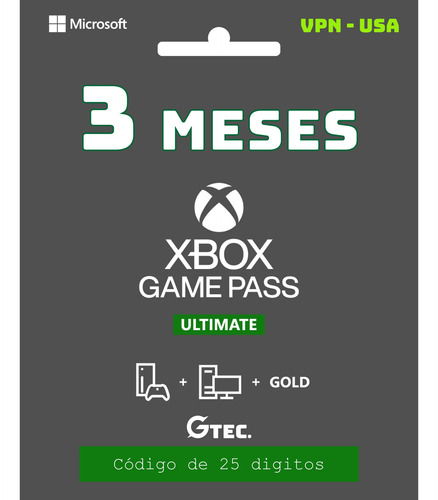 Xbox Game Pass Ultimate 3 Meses Cód. 25 Díg. Envio Imediato