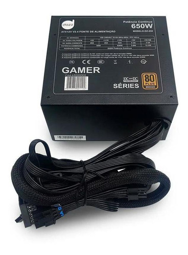 Fonte Gamer Atx 650w 80 Plus Bronze Pfc Ativo Bivolt - Dazz