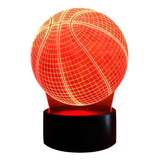 Lámpara 3d Usb Basketball Baloncesto Base Negra