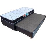 Cama Box Colchão Solteiro D33 + Box Auxiliar Mola Bonnel Cor Preto Bf Colchões