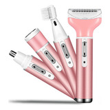 Afeitadora Eléctrica 4 En 1 Recargable Shaver Para Mujer Color Rosa