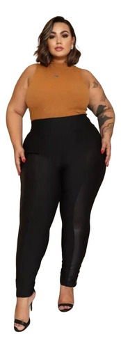 Calça Legging Montaria Flanelada Detalhe Em Cirrê Plus Size