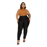 Calça Legging Montaria Flanelada Detalhe Em Cirrê Plus Size