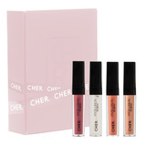 Set Hyaluron Lip Gloss Cher X 4 Acabado Brillante Color Off White / Rosette / Nude / Gold