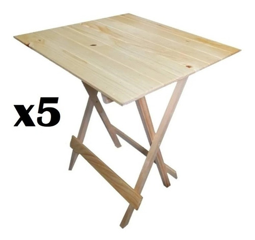 Set 5 Mesitas Plegable De Madera