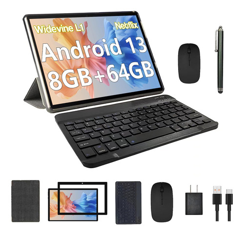 Tableta Android 13 De 10,1 Pulgadas Con Teclado, Tableta 2 E