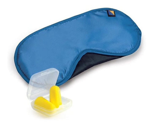 Em] Antifaz Para Dormir Confort Set Travel Blue Color Azul Liso