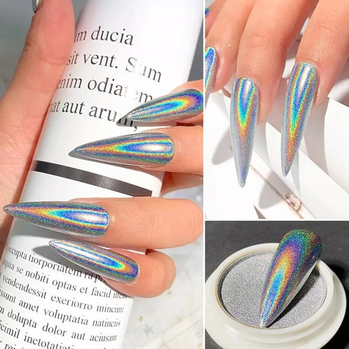 Pó Pigmento Puro Chrome Holográfico Unhas Em Gel 