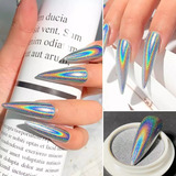 2 Pós Pigmento Puro Chrome Holográfico Unhas Em Gel 