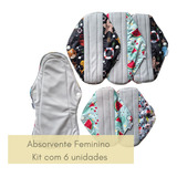Kit 6 Absorventes Feminino - Ecológico, Reutilizável + Bolsa