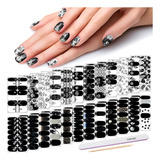 Danneasy 24 Hojas De Tiras De Esmalte De Unas Negras Y Blanc