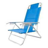 Reposera Playera Camping 5 Posiciones Aluminio 90kg 80012 Color Azul