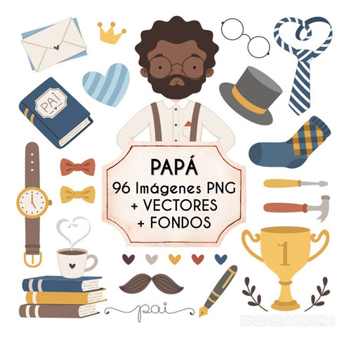 Mega Kit Digital Cliparts + Fondos - Papá 