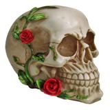Crânio Caveira Rosa No Rosto Em Resina Decorativo Halloween